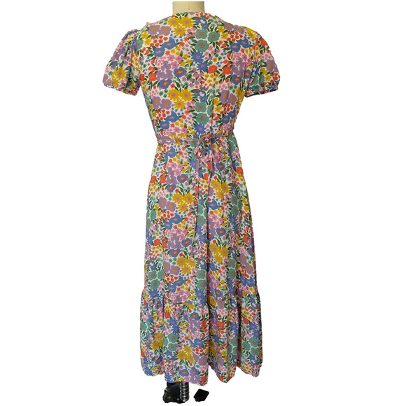 Sugarhill Brighton Floral Print Wrap Midi Dress Size 6 V Neck Short Sleeve White - Picture 8 of 10